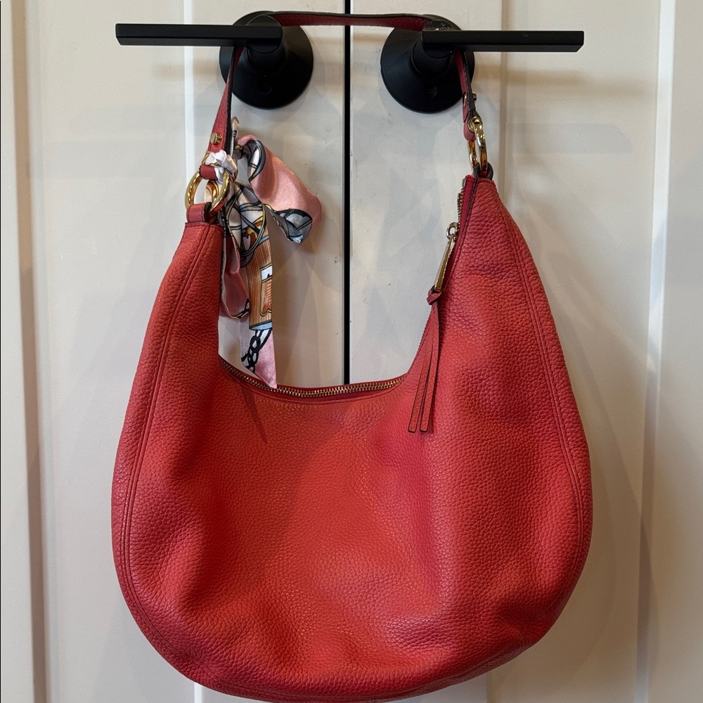 Pink Salmon Michael Kors Leather Hobo Bag purse MK tote designer handbag slouchy - Picture 3 of 6